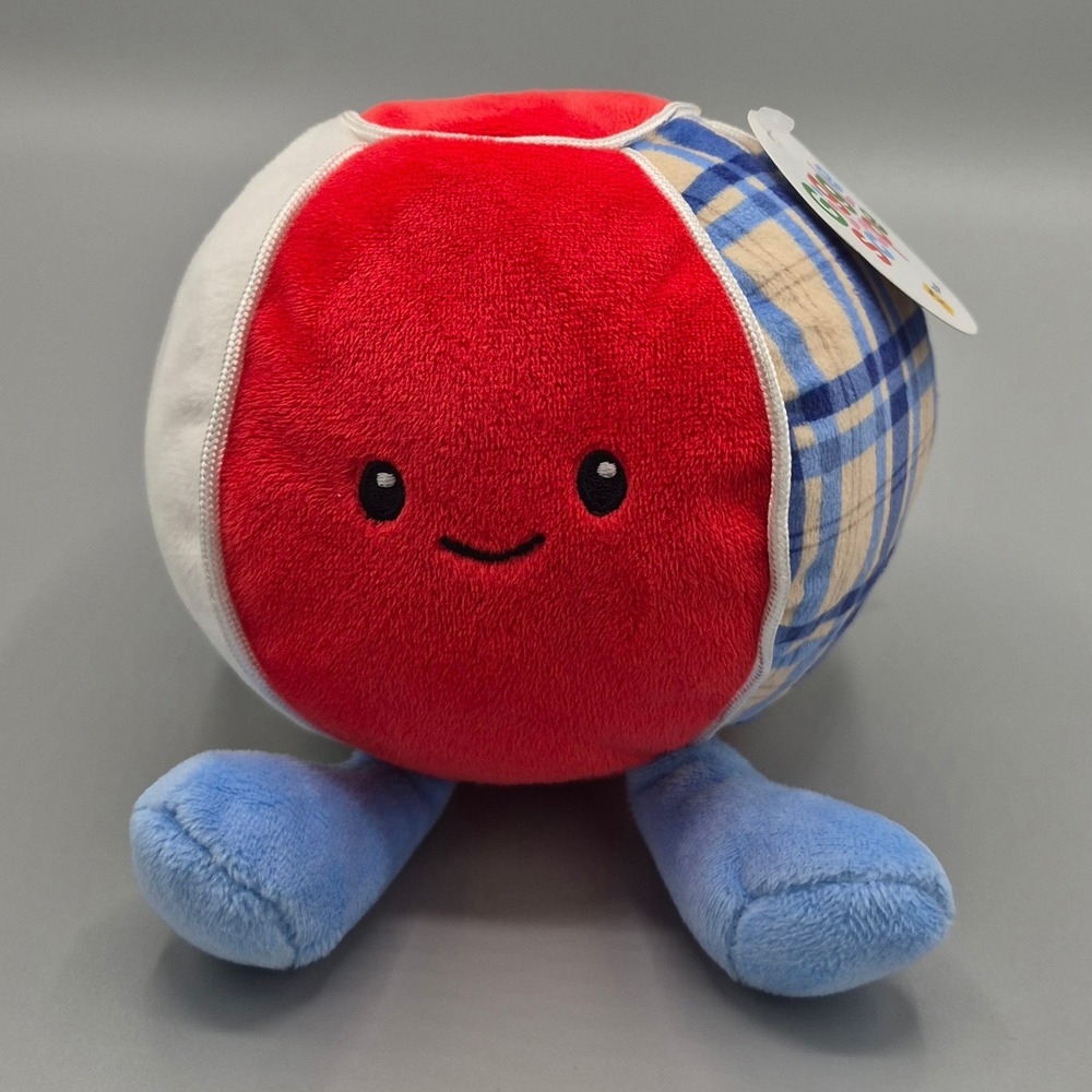 Giggle Scape Beach Ball Plush Red White Blue Plaid Stuffed Toy 086-13-4217